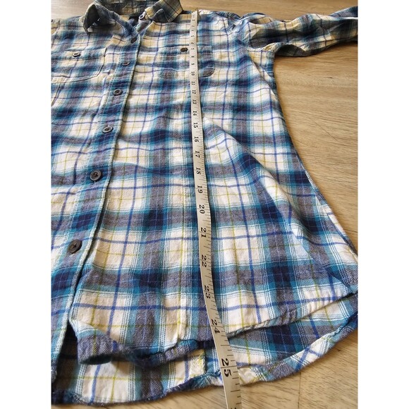 Eddie Bauer Women's Long Sleeve Button Down Plaid Flannel Shirt Size Small Blue - Picture 5 of 7